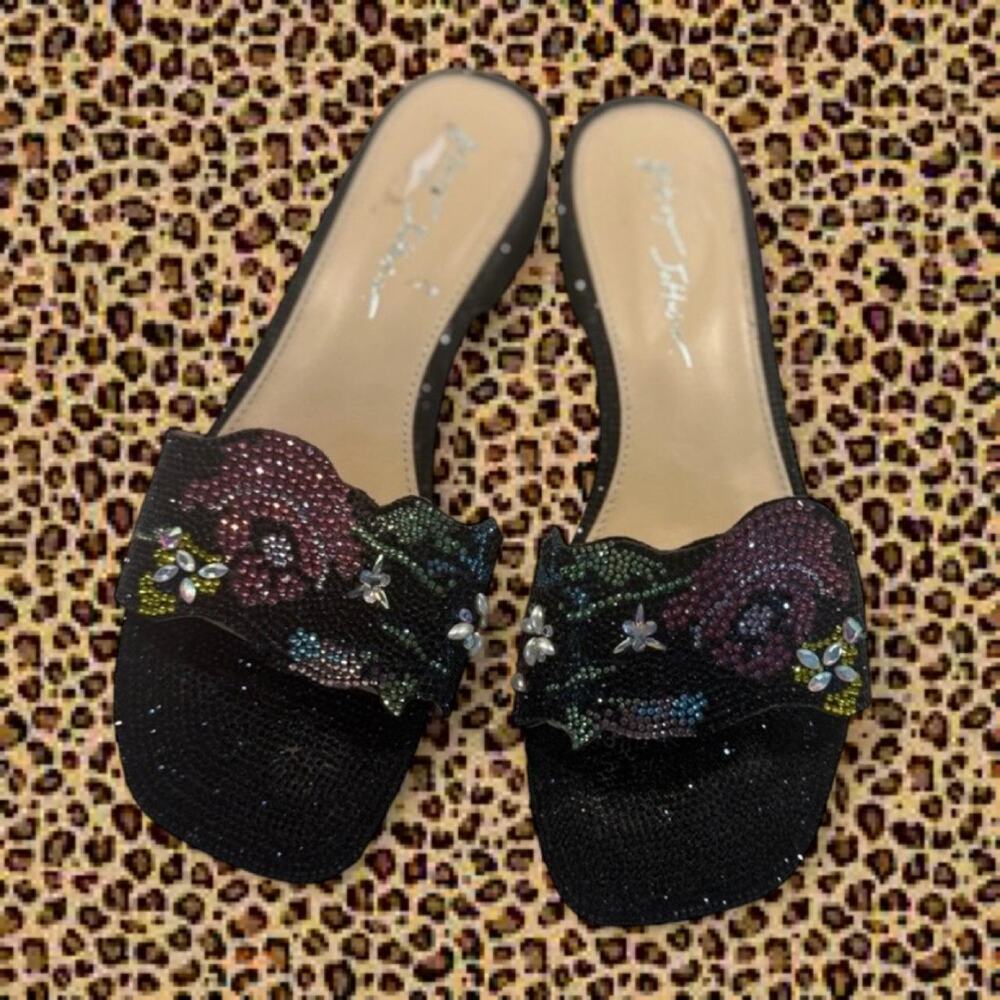 Betsey Johnson black beaded mules 8.5